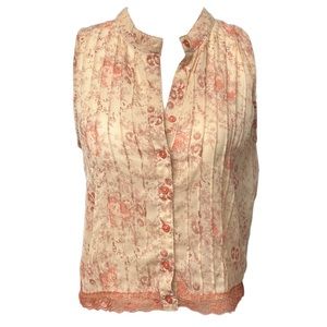 LOVE SQUARED floral sheer button down top size XS